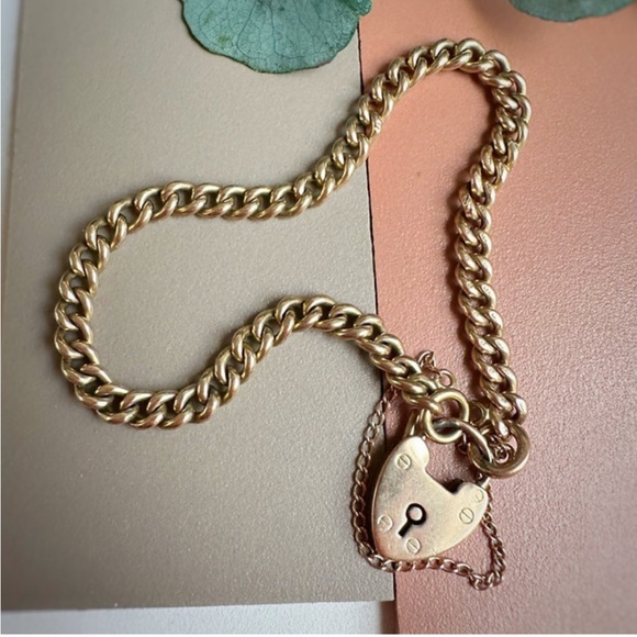 Antique Jewelry - Antique 1907 - 9ct Rosy Yellow Gold 7.5 inches 4.4mm 12.8 grams Curb Bracelet